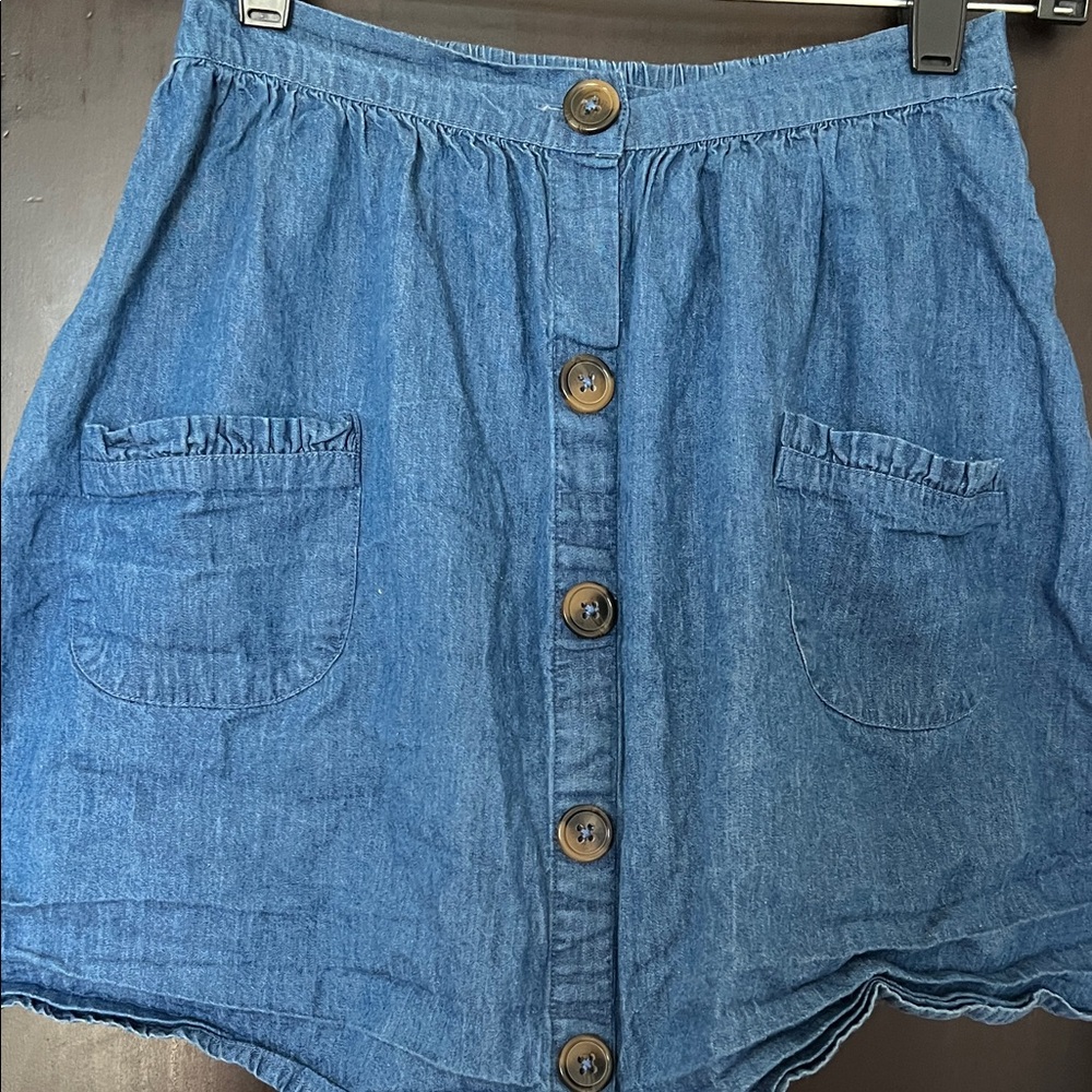 Cyrillus Blue Denim Button Skirt